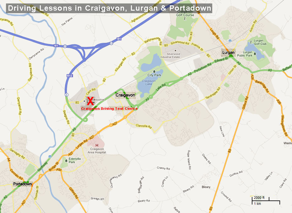 Driving Lessons - Craigavon Map
